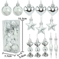 Set di 13 decorazioni natalizie argentate con stelle cuori e forme di caramelle - Argento