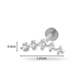 Silver stainless steel body piercing stud with a curved cluster of five zircon stones - Quintuple Stone Curve (0159-12#) / Silver