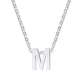 Minimalist silver initial M pendant necklace in polished stainless steel for women - Letter M / Silver