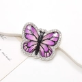 Exquisite purple butterfly brooch with sparkling rhinestones and black enamel finish - Purple Butterfly (D2155)