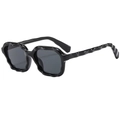 Gafas de sol retro cuadradas con montura negra de bordes ondulados y patillas onduladas - Montura Negro Brillante Lente Gris