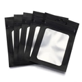 Matte black aluminum zip lock storage bags with transparent window and hanging hole - 6x10cm / Black