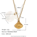 18K gold plated stainless steel necklace with white shell and starfish pendant - Metal Shell Style (Style 5-Gold)