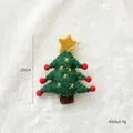 Christmas tree shaped wool felt ornament with red pom poms and yellow star, 10cm height - Star Green Christmas Tree