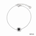 Silver bracelet featuring a square black zircon stone with micro-pave diamond halo - Silver Bracelet with Black Zirconia(SBP181)