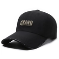 Black quick-dry sports cap with GRAND embroidery and breathable mesh side panels - Black