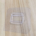 Transparent self-adhesive hook base with square PVC pad and central mounting slot - 6x6cm Mop Clip Transparent Patch