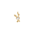 Golden rabbit pendant with sparkling crystals and white moonstone on a clean white background - Aurora Rabbit Pendant