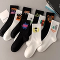 Graffiti style cotton crew socks in black and white with artistic street lettering - 10 Pairs (Styles 11-15, 26-30)