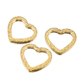 Tres colgantes de corazón hueco en acero inoxidable dorado para diseño de joyas - Dorado
