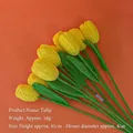 Handmade yellow crochet tulip bouquet with green stems for gift and home decor - Yellow Tulip Single Stem