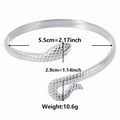 Detail view of silver snake-patterned steel cuff with 5.5cm inner diameter measurement - Silver