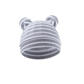 Soft grey and white striped baby beanie with cute 3D bear ears for newborns - One Size / Grey and White Stripes