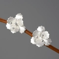 Matte silver begonia flower earrings in 925 sterling silver with sandblasted finish - Silver