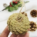 Detail of natural pine cone ornament with jute rope for Christmas tree decoration - With Rope (Natural Color 5-6cm)