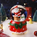 Boule à neige de Noël avec Père Noël et bonhomme de neige sur un socle rouge festif - 2021 Bonhomme de neige / Moyen 80# LED Lumière+Musique