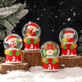 Cartoon Christmas snow globe set with Santa figurines and glowing festive light base - 45# (Light+Snow) / Santa and Reindeer (2515#)