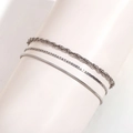 Detailed view of silver layered anklet set with snake, flat square and twisted chain - Style 2 Anklet / Steel