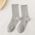 Classic grey cotton mid-calf crew socks with ribbed texture for a comfortable everyday fit - Knee High / Gray