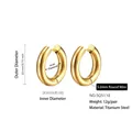 20mm golden titanium steel chunky hoop earrings with 5mm thickness measurement - 5.0*10mm / Gold