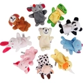Set of 10 plush animal finger puppets including panda, frog, and rabbit for babies - 1PC