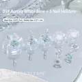 Detail of aurora cat claw nail practice stand with five magnetic tips and size specs - 1 Base + 5 Nail Holders / Aurora White