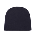 Classic navy blue knit beanie hat for men and women, warm winter skull cap style - Dark Brown