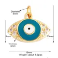 Goldener Evil Eye Anhänger mit blauem Emaille und Zirkon, Größe 16mm x 15mm - Weiß Böser Blick (L1)