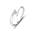 Anillo minimalista de plata de ley S925 con circón transparente y banda entrelazada - Platino-FDJZ-185