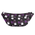 Halloween Gürteltasche mit Gespenst, lila Mond und Fledermaus-Muster auf schwarzem Stoff - Schwarzer Geist Mond Druck