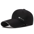 Black long brim baseball cap with reflective edges and white DING HAN logo print - Adjustable / Black