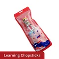 Kids zebra training chopsticks set with ergonomic silicone rings in portable red pack - Cow Training Chopsticks (Cartoon Bag)