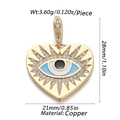 Golden heart pendant with blue evil eye and sparkling stones, copper material jewelry - Heart-shaped Evil Eye (CX142-1)
