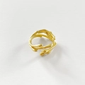 Unregelmäßiger organischer goldener offener Ring mit Lavatextur für Damen und Herren - Linienring / 18K Gold