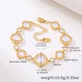 Gold stainless steel bracelet with cubic Czech glass stones and lobster clasp detail - 16+5cm / Gold White Glass (TXE274)