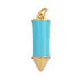 Sky blue enamel pencil pendant with gold-plated metal accents and a double-loop bail - Pencil Shape-Sky Blue