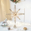 Sparkling gold and silver octagonal Christmas tree topper star with warm LED lights - Octagonal Star Champagne