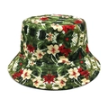 Détail de l'imprimé floral tropical sur un chapeau bob en coton avec feuilles et fleurs - M (56-58cm) / Plante Tropicale Style Hawaï (3#)