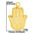 Ciondolo mano di Hamsa in acciaio inossidabile placcato oro 18k con dimensioni precise - Pendaglio Colore Oro