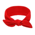 Bright red waffle knit baby headband featuring a large bow and soft elastic texture - Red (Bubble Texture)