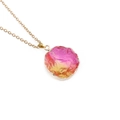 Macro shot of gold chain with oval pink and orange gradient gemstone pendant detail - Pink Yellow Gradient Stone (NSN0071)