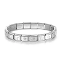 Customizable stainless steel modular charm link bracelet featuring a raised star charm - Pentagram Embossed Style / Steel