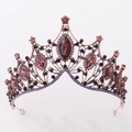 Corona da sposa barocca vintage con strass viola e cristalli rossi per matrimoni - Rame rosso antico con strass viola