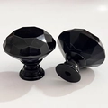 Modern crystal cabinet knobs with black base and multi-faceted glass design for furniture - 30MM / Black Base with Black Rhinestones