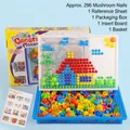 Set creativo di puzzle con 296 chiodini a fungo, tavoletta bianca e cesto portaoggetti blu - 296 Pezzi Chiodini a Fungo (In Scatola)