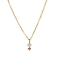 Titanium steel necklace featuring a white pearl and purple birthstone in gold finish - June Necklace