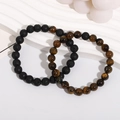 Lava stone and tiger eye beaded bracelets set for couples in black and brown finish - Set 8 (Lava Stone & Tiger Eye)