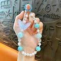 Adorable luminous butterfly beaded phone charm and keychain for bags and cute accessories. - Butterfly Beaded Phone Chain / Blue