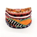 Elastic yoga headband featuring vibrant African tribal and geometric patterns in orange - Style 6