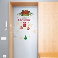 Merry Christmas door stickers with festive wreath, bells and ornaments on grey door - PH-SD1086 Christmas Door Sticker